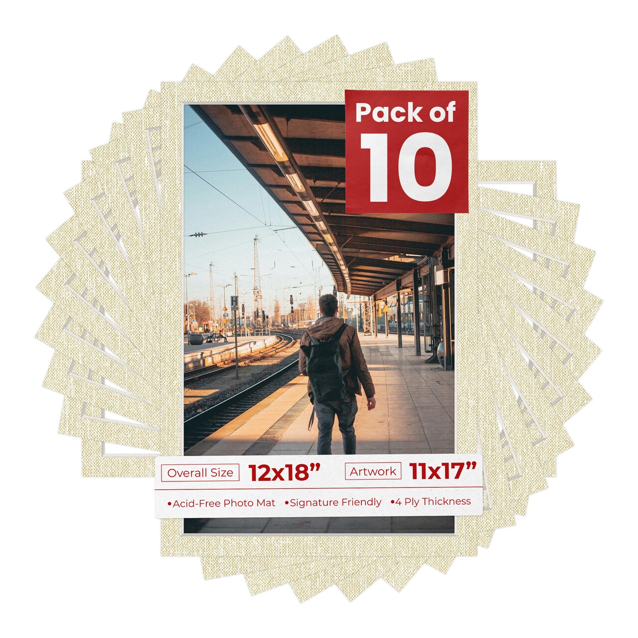 Off White Canvas Mat Board for 12x18 Frames - Fits 11x17 Photos